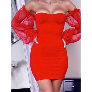 Red Longsleeve Bodycon Mini Dress MULTIPLE SIZES AVAILABLE